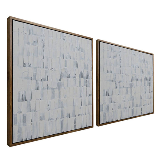 CUADRO ABSTRACTO WHITE TRANSLUCID MARCO RM SET 2