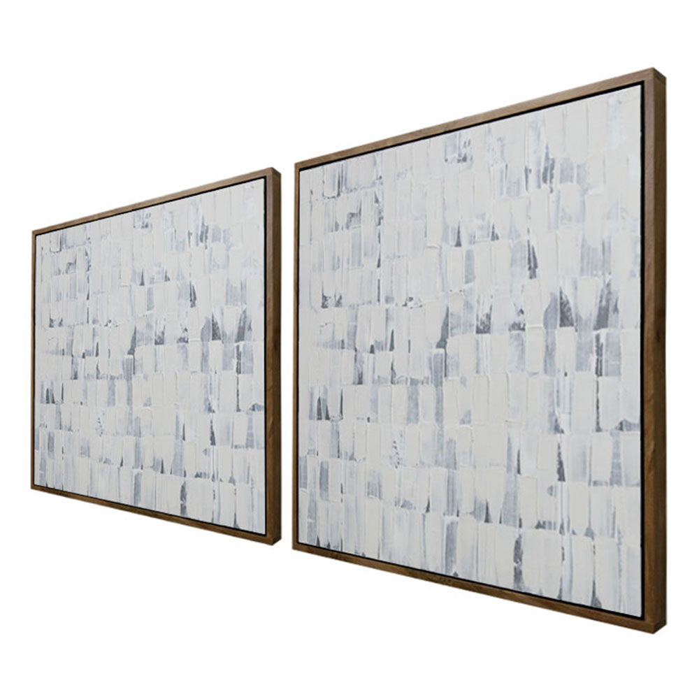 CUADRO ABSTRACTO WHITE TRANSLUCID MARCO RM SET 2