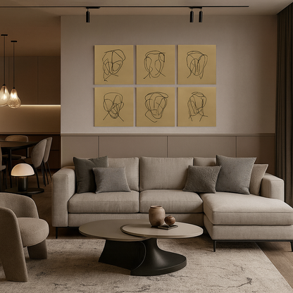 CUADRO LIENZO ORO SET 6