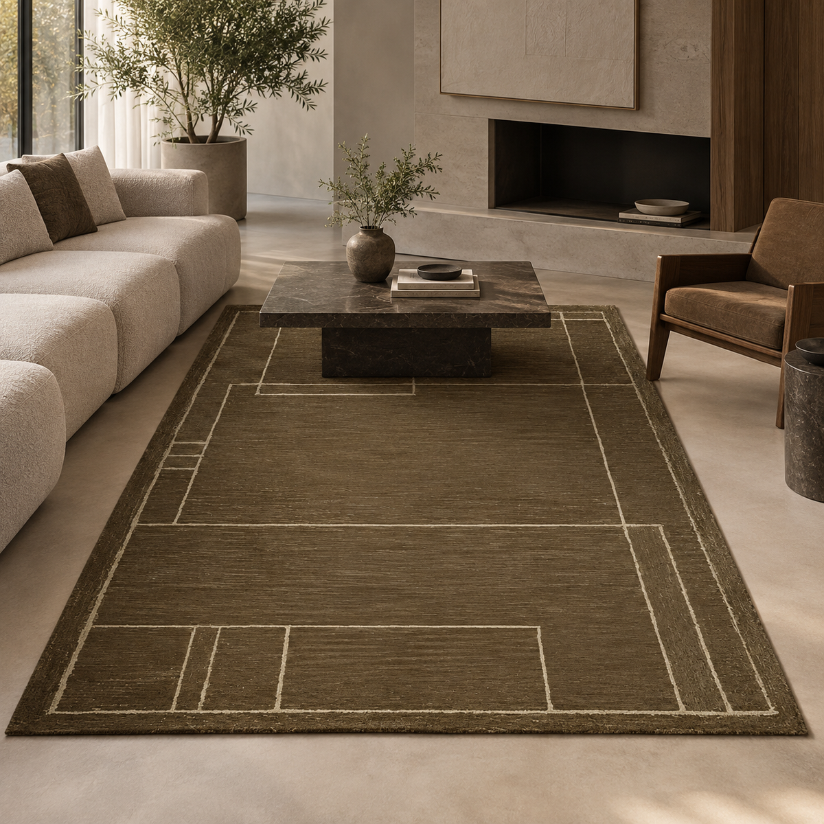 TAPETE BARROW BAR-01 - JM OLIVE / NATURAL