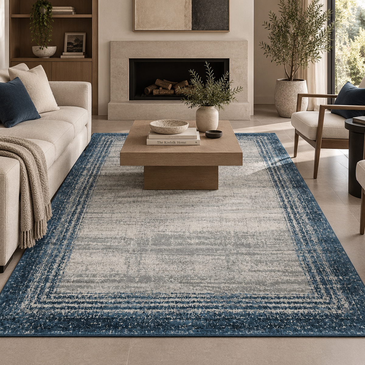 TAPETE AUSTEN AUS-02 PEBBLE / BLUE